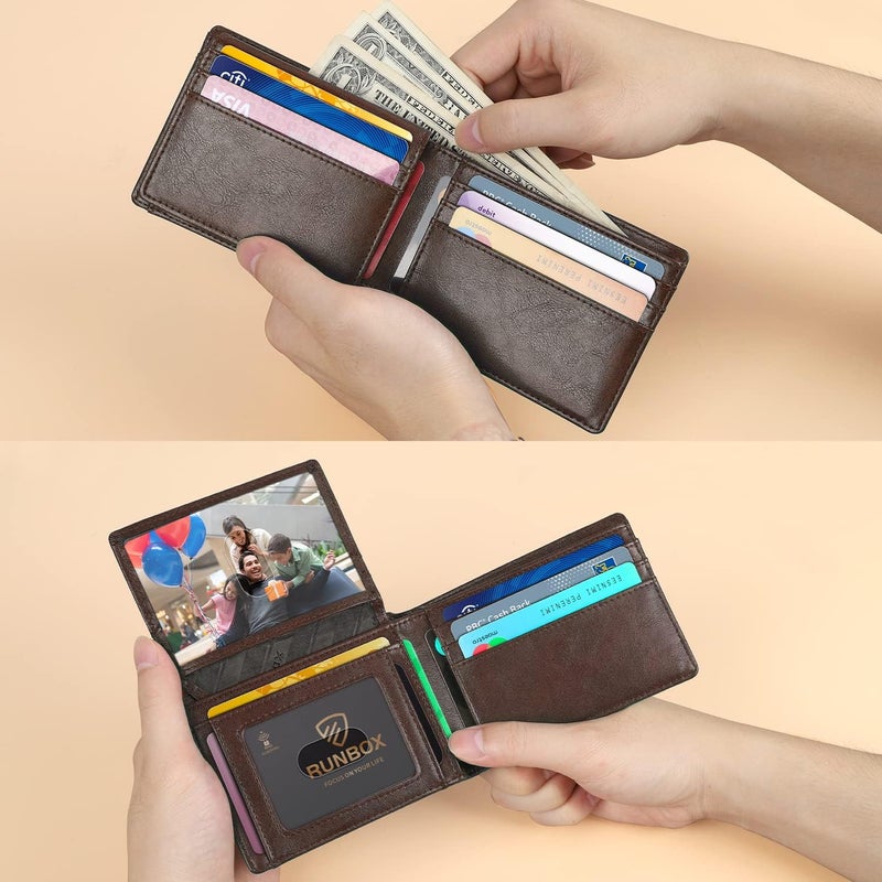 RUNBOX Wallet for Men Slim Rfid Leather 2 ID Window With Gift Box | Slim, Rfid, 2 ID Window, With Gift Box, Slim, Rfid - Image 5